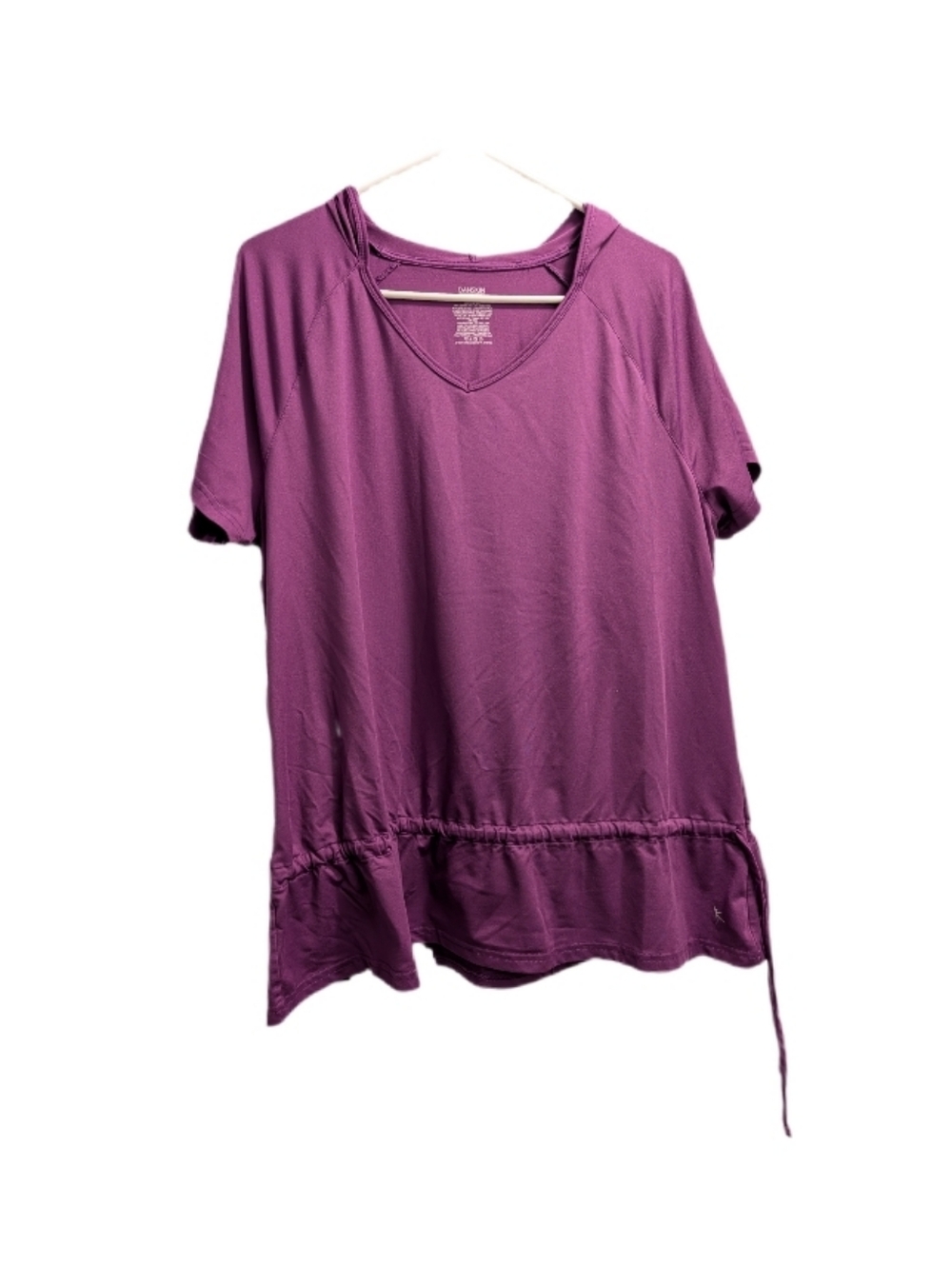 Danskin Now Purple Hooded Short Sleeve Top 2XL